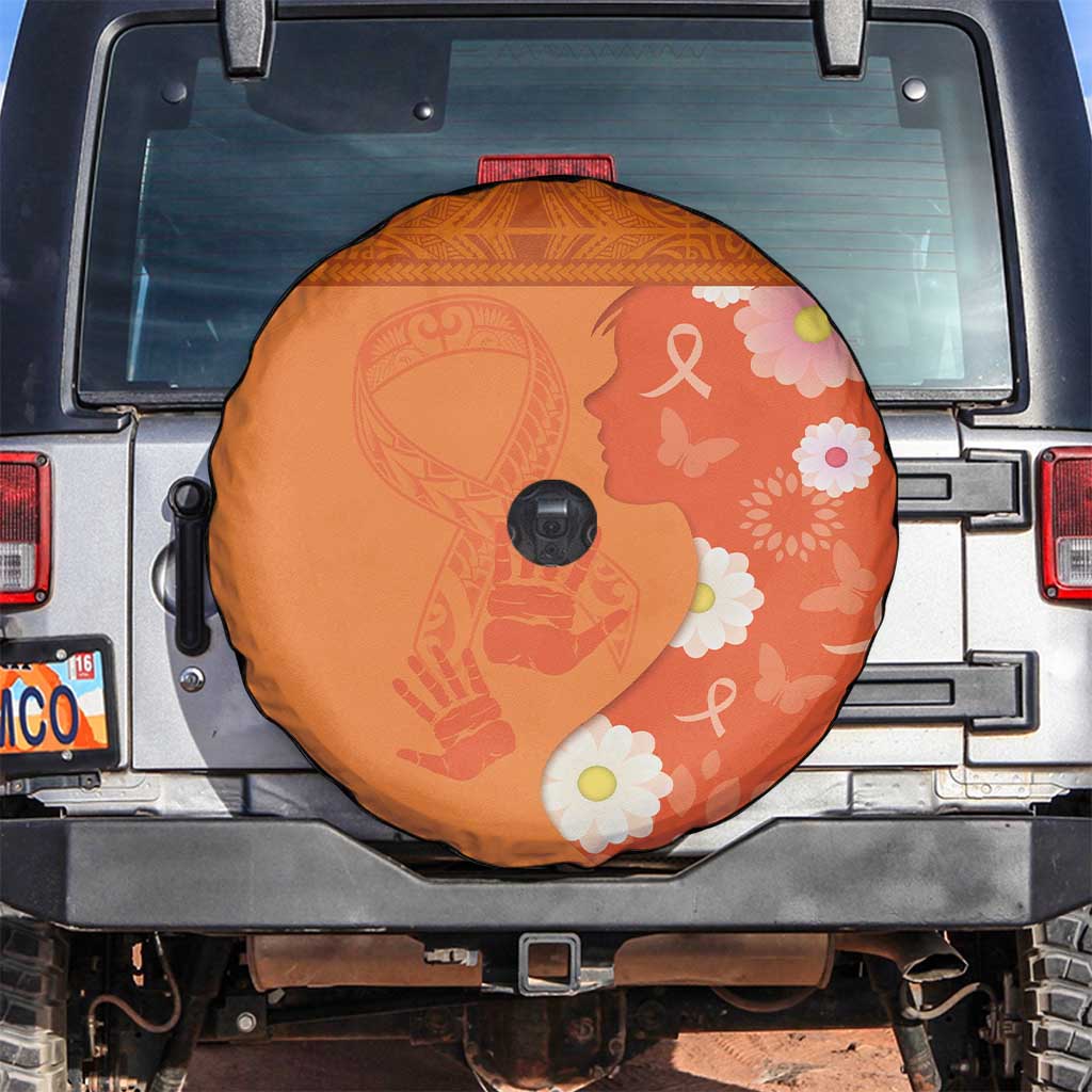International Day for the Elimination of Violence Against Women Spare Tire Cover Polynesian Pattern LT03 Orange - Polynesian Pride