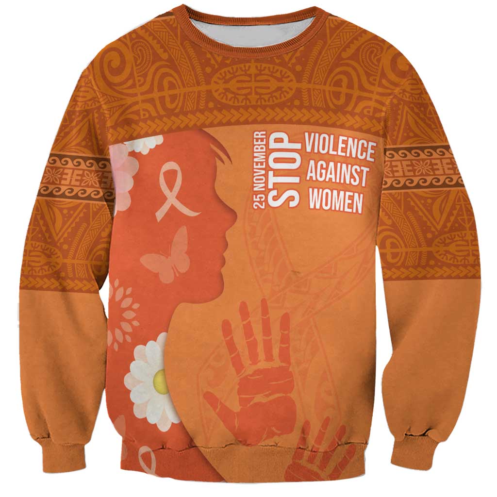 International Day for the Elimination of Violence Against Women Sweatshirt Polynesian Pattern LT03 Unisex Orange - Polynesian Pride