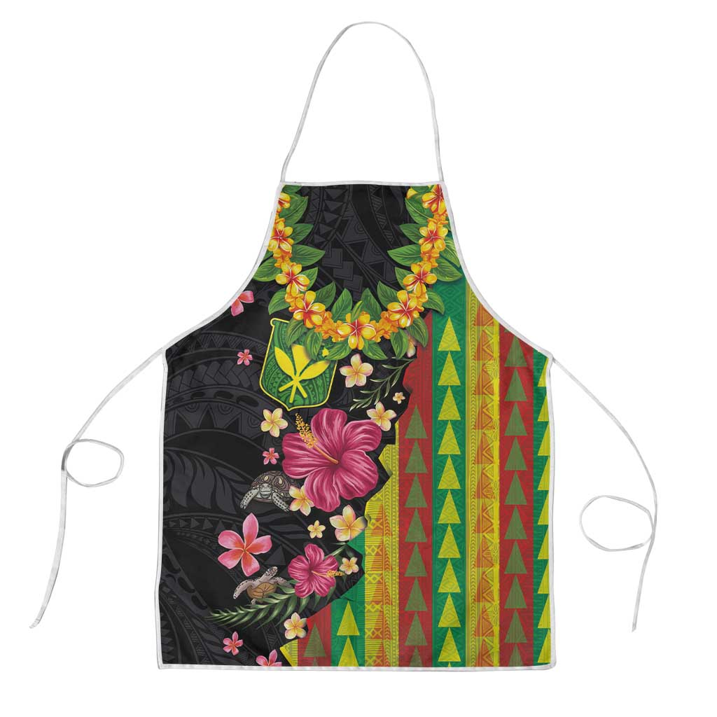 Hawaiian Independence Day Apron Kanaka Maoli Symbols With Tapa Motifs and Tropical Plants - Polynesian Pride