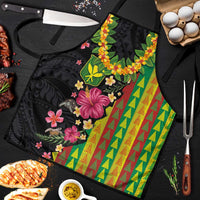 Hawaiian Independence Day Apron Kanaka Maoli Symbols With Tapa Motifs and Tropical Plants - Polynesian Pride