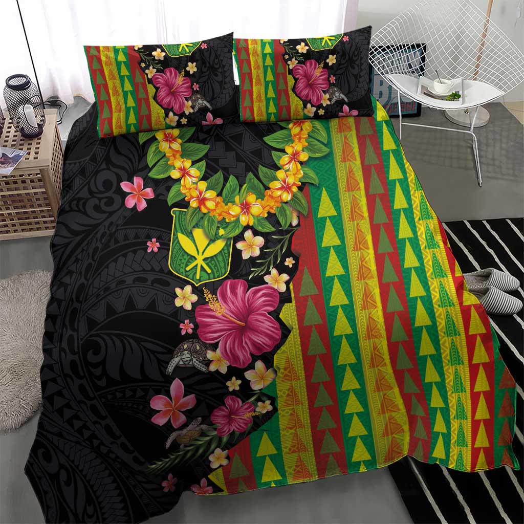 Hawaiian Independence Day Bedding Set Kanaka Maoli Symbols With Tapa Motifs and Tropical Plants - Polynesian Pride