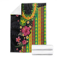 Hawaiian Independence Day Blanket Kanaka Maoli Symbols With Tapa Motifs and Tropical Plants - Polynesian Pride