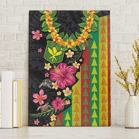 Hawaiian Independence Day Canvas Wall Art Kanaka Maoli Symbols With Tapa Motifs and Tropical Plants - Polynesian Pride