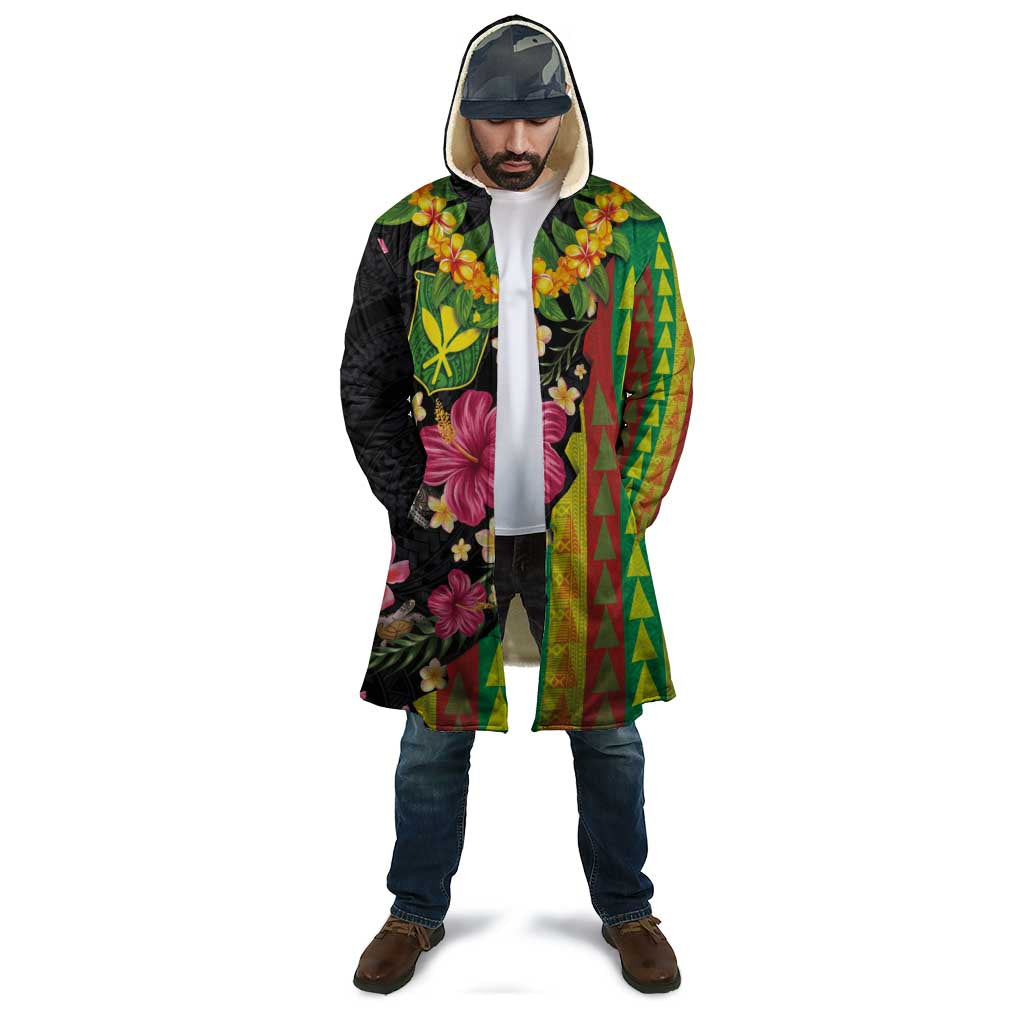 Hawaiian Independence Day Cloak Kanaka Maoli Symbols With Tapa Motifs and Tropical Plants - Polynesian Pride