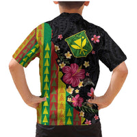 Hawaiian Independence Day Family Matching Mermaid Dress and Hawaiian Shirt Kanaka Maoli Symbols With Tapa Motifs and Tropical Plants - Polynesian Pride