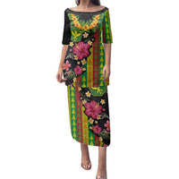 Hawaiian Independence Day Family Matching Puletasi and Hawaiian Shirt Kanaka Maoli Symbols With Tapa Motifs and Tropical Plants - Polynesian Pride