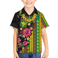 Hawaiian Independence Day Family Matching Summer Maxi Dress and Hawaiian Shirt Kanaka Maoli Symbols With Tapa Motifs and Tropical Plants - Polynesian Pride
