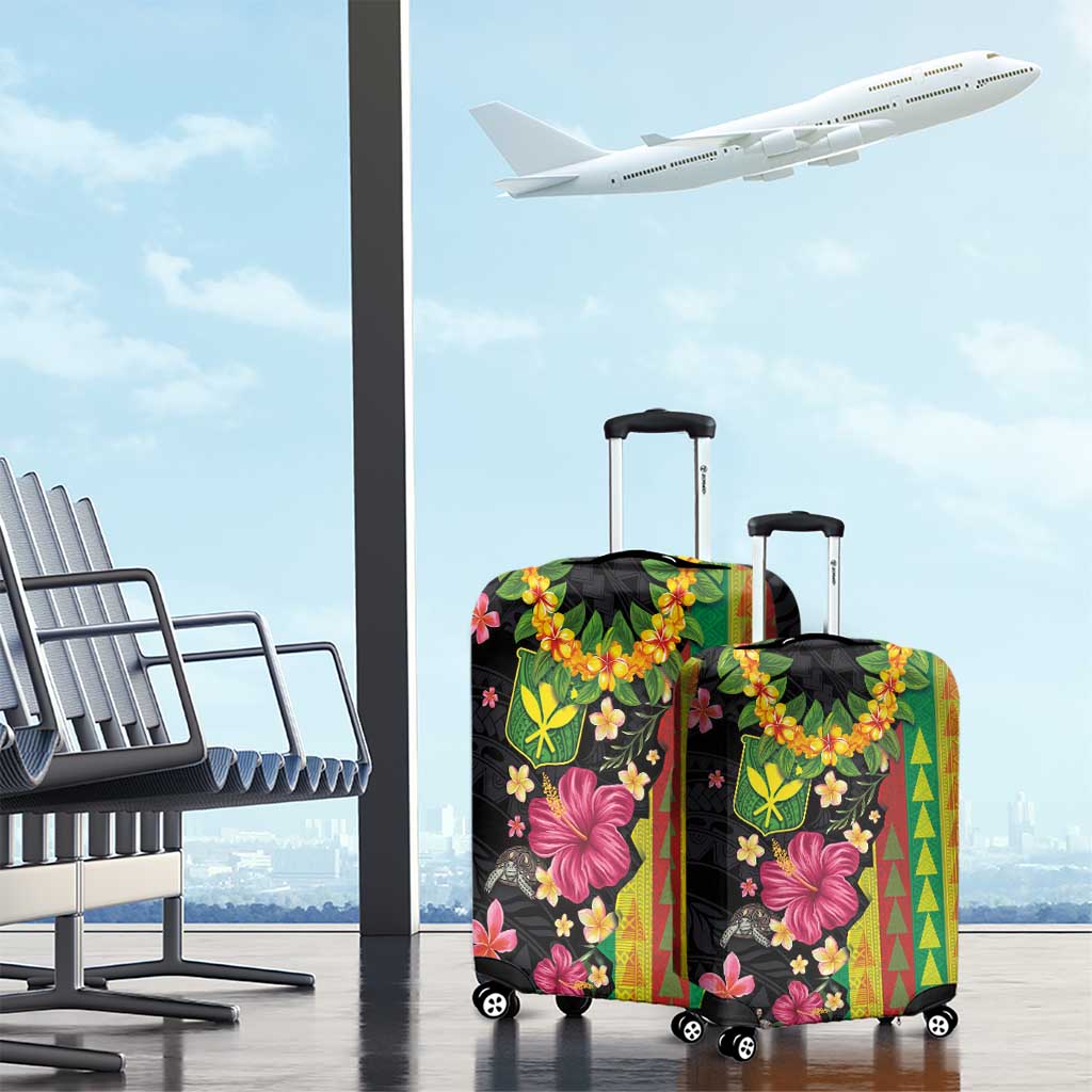 Hawaiian Independence Day Luggage Cover Kanaka Maoli Symbols With Tapa Motifs and Tropical Plants - Polynesian Pride