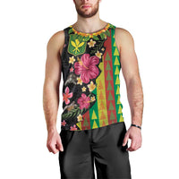 Hawaiian Independence Day Men Tank Top Kanaka Maoli Symbols With Tapa Motifs and Tropical Plants - Polynesian Pride
