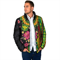 Hawaiian Independence Day Padded Jacket Kanaka Maoli Symbols With Tapa Motifs and Tropical Plants - Polynesian Pride