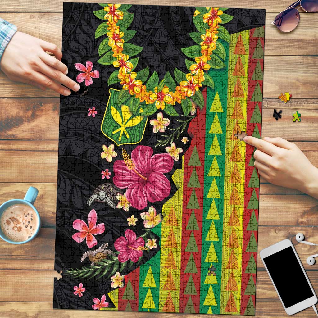 Hawaiian Independence Day Puzzle Kanaka Maoli Symbols With Tapa Motifs and Tropical Plants - Polynesian Pride