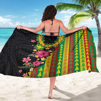 Hawaiian Independence Day Sarong Kanaka Maoli Symbols With Tapa Motifs and Tropical Plants - Polynesian Pride