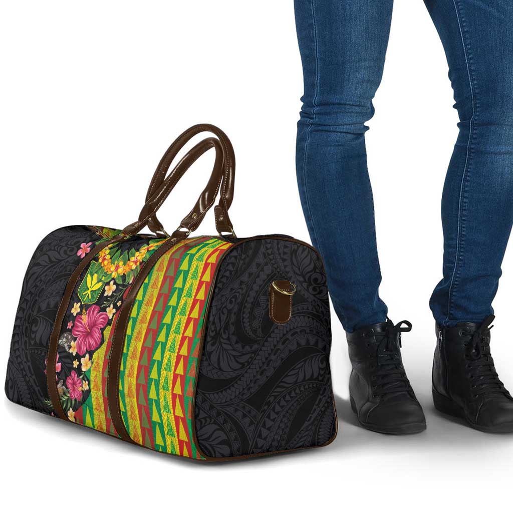 Hawaiian Independence Day Travel Bag Kanaka Maoli Symbols With Tapa Motifs and Tropical Plants - Polynesian Pride