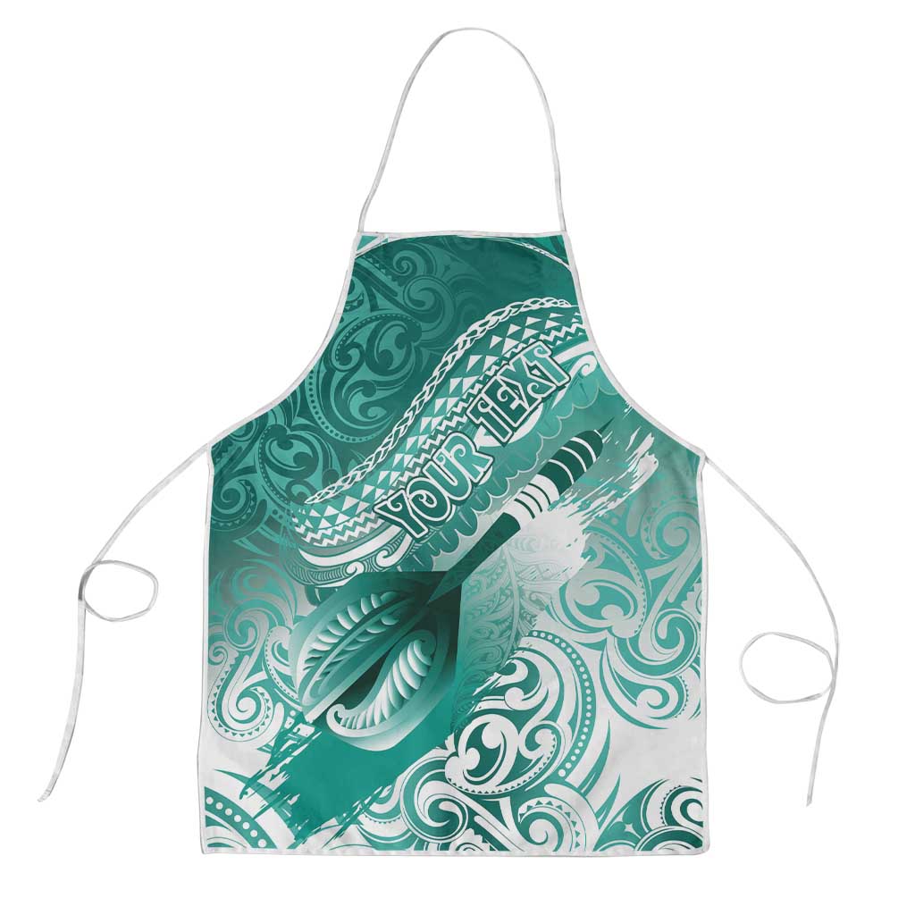 Personalised New Zealand Aotearoa Darts Masters Apron Maori Art Tattoo with Tribal Dart Symbol Teal Color - Polynesian Pride