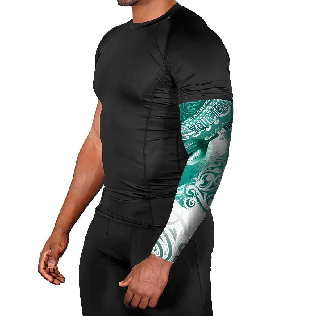Personalised New Zealand Aotearoa Darts Masters Arm Sleeves Maori Art Tattoo with Tribal Dart Symbol Teal Color - Polynesian Pride