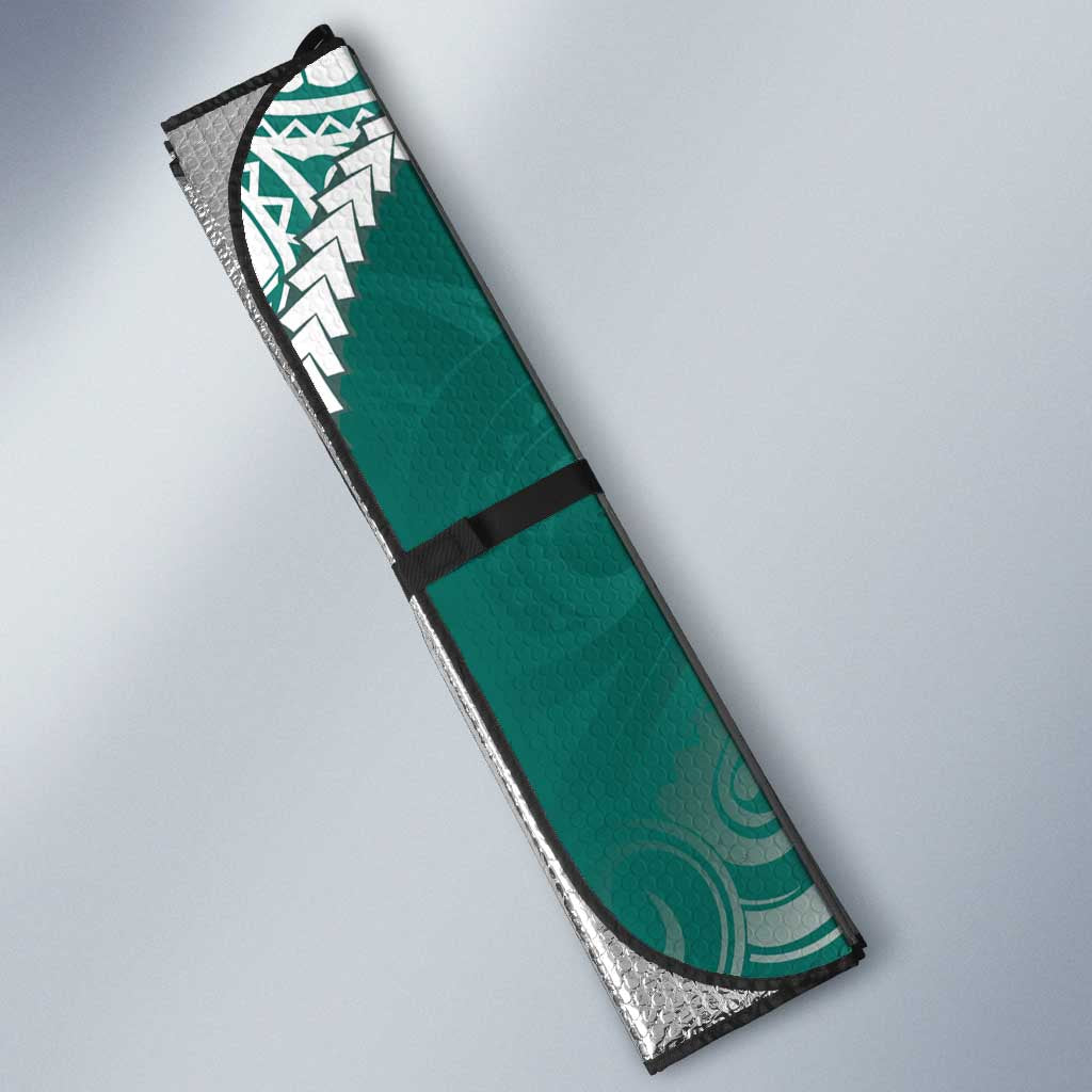 Personalised New Zealand Aotearoa Darts Masters Auto Sun Shade Maori Art Tattoo with Tribal Dart Symbol Teal Color - Polynesian Pride