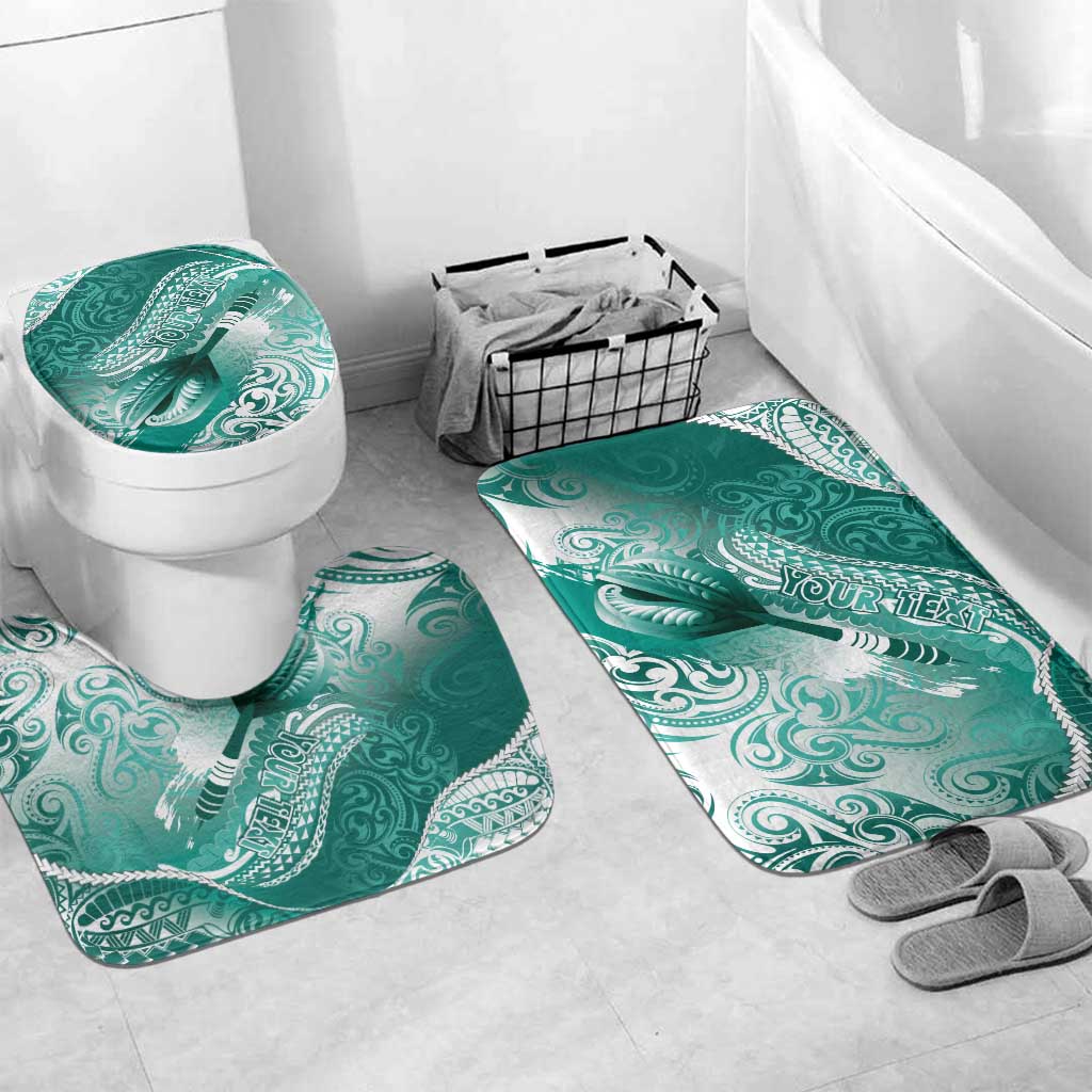 Personalised New Zealand Aotearoa Darts Masters Bathroom Set Maori Art Tattoo with Tribal Dart Symbol Teal Color - Polynesian Pride