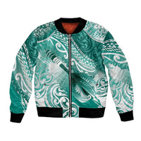 Personalised New Zealand Aotearoa Darts Masters Bomber Jacket Maori Art Tattoo with Tribal Dart Symbol Teal Color - Polynesian Pride