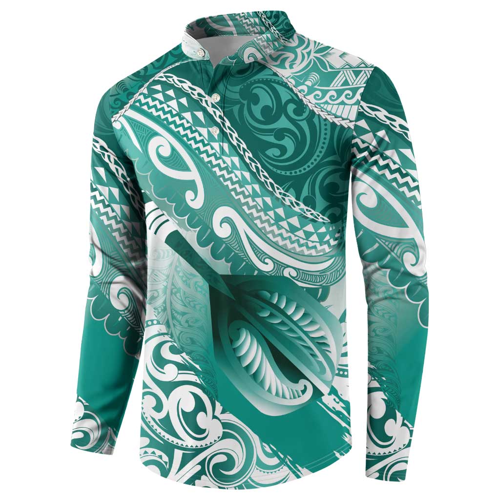 Personalised New Zealand Aotearoa Darts Masters Button Sweatshirt Maori Art Tattoo with Tribal Dart Symbol Teal Color - Polynesian Pride