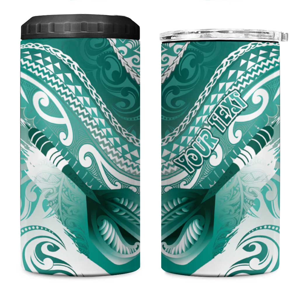 Personalised New Zealand Aotearoa Darts Masters 4 in 1 Can Cooler Tumbler Maori Art Tattoo with Tribal Dart Symbol Teal Color - Polynesian Pride