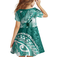 Personalised New Zealand Aotearoa Darts Masters Family Matching Mermaid Dress and Hawaiian Shirt Maori Art Tattoo with Tribal Dart Symbol Teal Color - Polynesian Pride