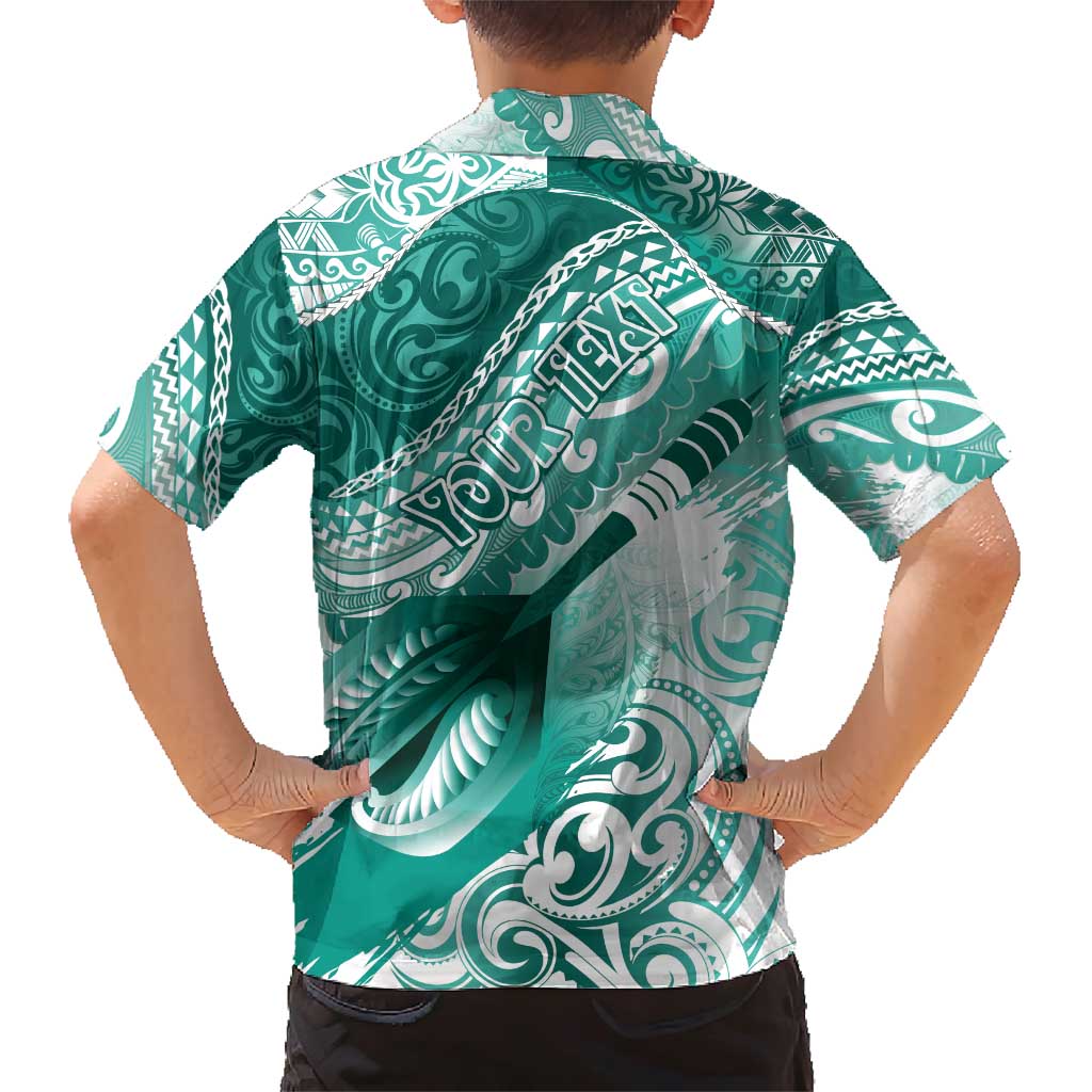 Personalised New Zealand Aotearoa Darts Masters Family Matching Short Sleeve Bodycon Dress and Hawaiian Shirt Maori Art Tattoo with Tribal Dart Symbol Teal Color - Polynesian Pride