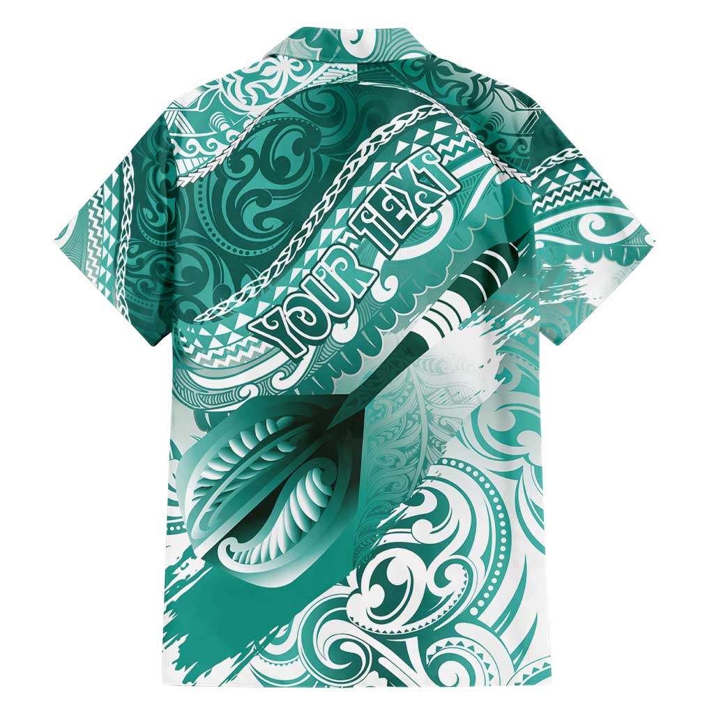 Personalised New Zealand Aotearoa Darts Masters Hawaiian Shirt Maori Art Tattoo with Tribal Dart Symbol Teal Color - Polynesian Pride