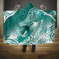 Personalised New Zealand Aotearoa Darts Masters Hooded Blanket Maori Art Tattoo with Tribal Dart Symbol Teal Color - Polynesian Pride