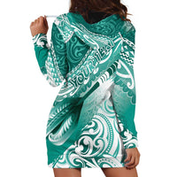 Personalised New Zealand Aotearoa Darts Masters Hoodie Dress Maori Art Tattoo with Tribal Dart Symbol Teal Color - Polynesian Pride