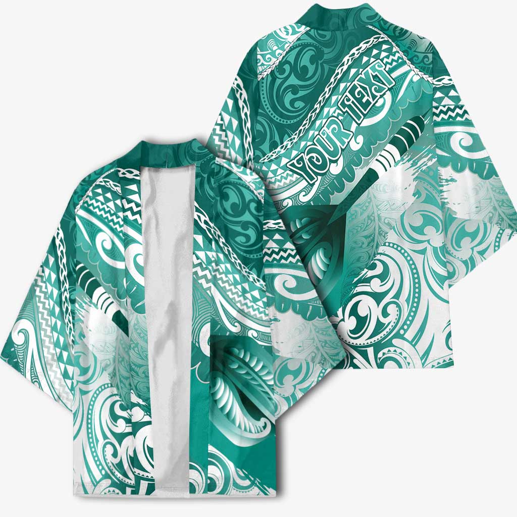 Personalised New Zealand Aotearoa Darts Masters Kimono Maori Art Tattoo with Tribal Dart Symbol Teal Color - Polynesian Pride