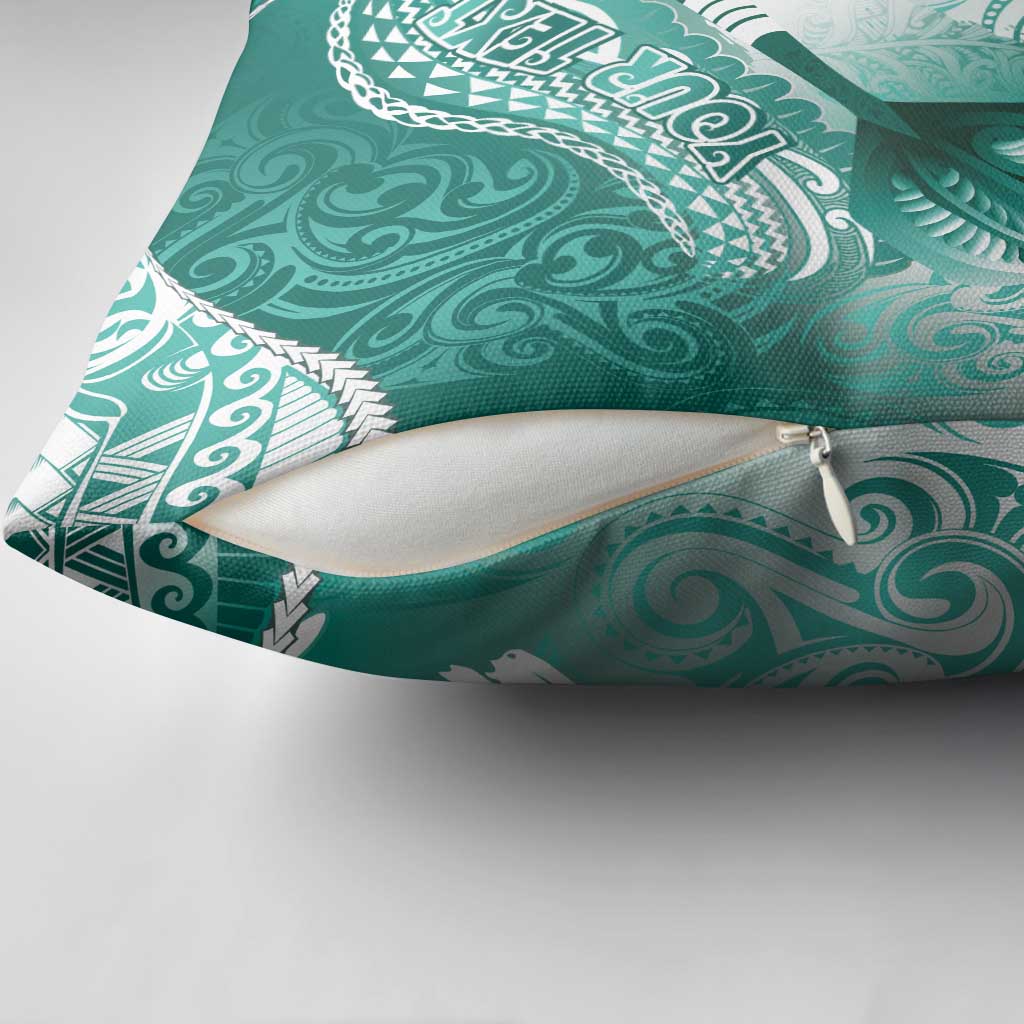 Personalised New Zealand Aotearoa Darts Masters Pillow Cover Maori Art Tattoo with Tribal Dart Symbol Teal Color - Polynesian Pride