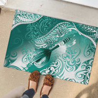 Personalised New Zealand Aotearoa Darts Masters Rubber Doormat Maori Art Tattoo with Tribal Dart Symbol Teal Color - Polynesian Pride