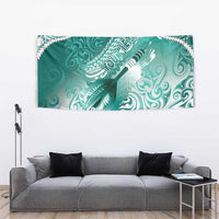 Personalised New Zealand Aotearoa Darts Masters Tapestry Maori Art Tattoo with Tribal Dart Symbol Teal Color - Polynesian Pride
