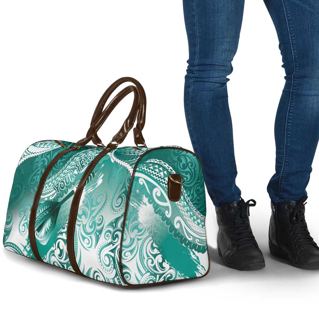 Personalised New Zealand Aotearoa Darts Masters Travel Bag Maori Art Tattoo with Tribal Dart Symbol Teal Color - Polynesian Pride