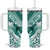 Personalised New Zealand Aotearoa Darts Masters Tumbler With Handle Maori Art Tattoo with Tribal Dart Symbol Teal Color - Polynesian Pride