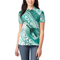 Personalised New Zealand Aotearoa Darts Masters Women Polo Shirt Maori Art Tattoo with Tribal Dart Symbol Teal Color - Polynesian Pride