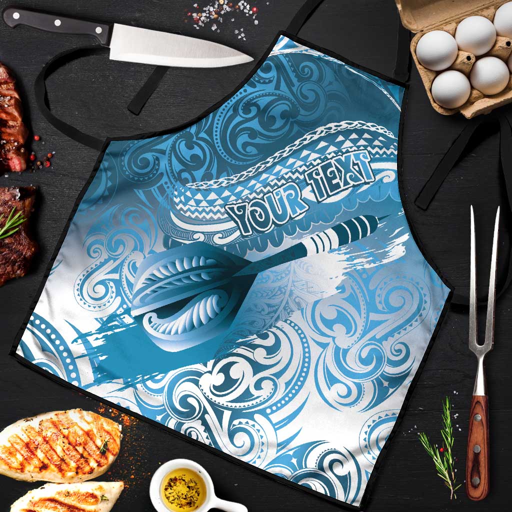 Personalised New Zealand Aotearoa Darts Masters Apron Maori Art Tattoo with Tribal Dart Symbol Blue - Polynesian Pride