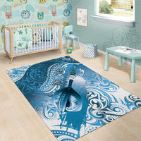 Personalised New Zealand Aotearoa Darts Masters Area Rug Maori Art Tattoo with Tribal Dart Symbol Blue - Polynesian Pride