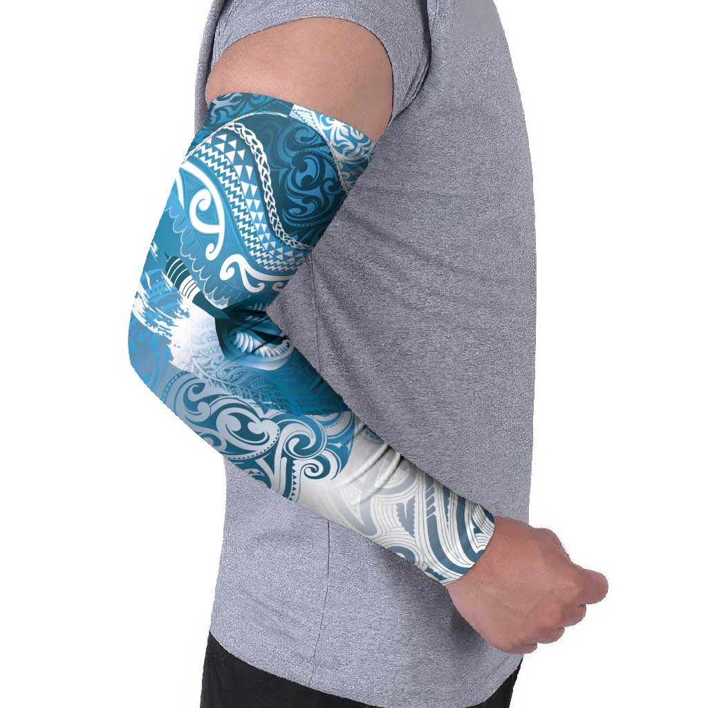 Personalised New Zealand Aotearoa Darts Masters Arm Sleeves Maori Art Tattoo with Tribal Dart Symbol Blue - Polynesian Pride