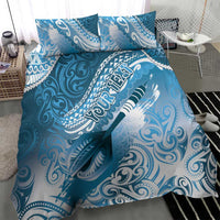 Personalised New Zealand Aotearoa Darts Masters Bedding Set Maori Art Tattoo with Tribal Dart Symbol Blue - Polynesian Pride