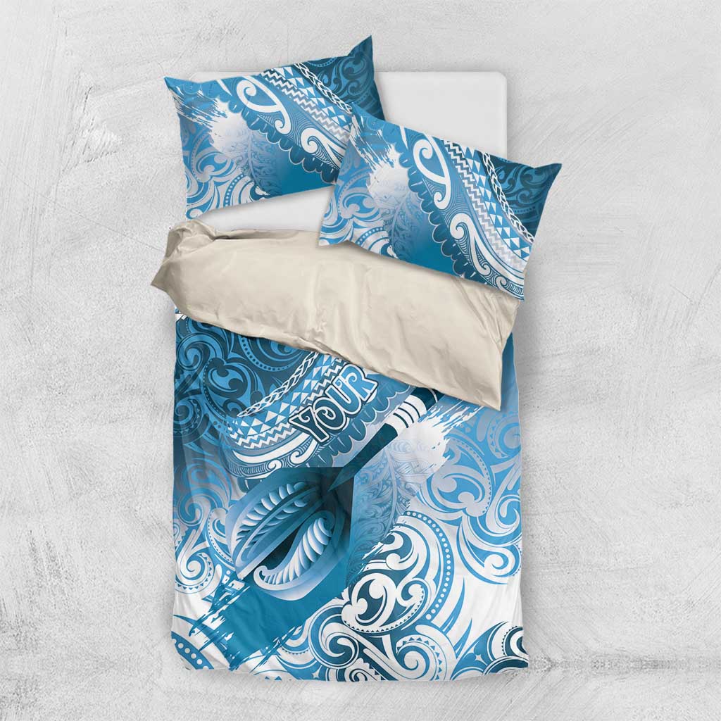 Personalised New Zealand Aotearoa Darts Masters Bedding Set Maori Art Tattoo with Tribal Dart Symbol Blue - Polynesian Pride