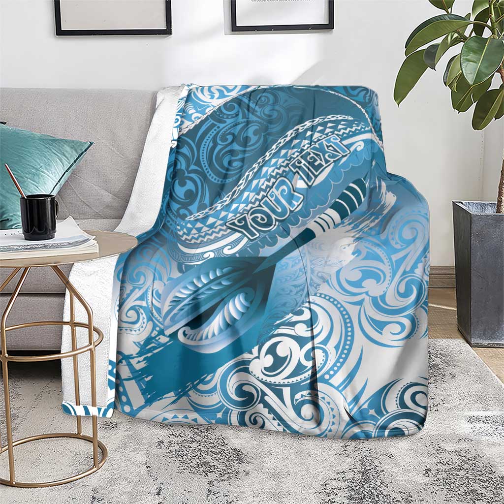 Personalised New Zealand Aotearoa Darts Masters Blanket Maori Art Tattoo with Tribal Dart Symbol Blue - Polynesian Pride