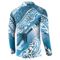 Personalised New Zealand Aotearoa Darts Masters Button Sweatshirt Maori Art Tattoo with Tribal Dart Symbol Blue - Polynesian Pride