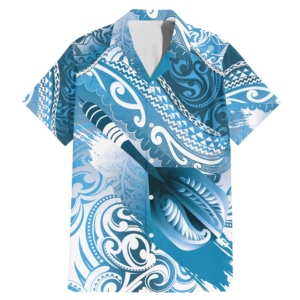 Personalised New Zealand Aotearoa Darts Masters Family Matching Mermaid Dress and Hawaiian Shirt Maori Art Tattoo with Tribal Dart Symbol Blue - Polynesian Pride