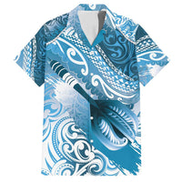 Personalised New Zealand Aotearoa Darts Masters Family Matching Puletasi and Hawaiian Shirt Maori Art Tattoo with Tribal Dart Symbol Blue - Polynesian Pride