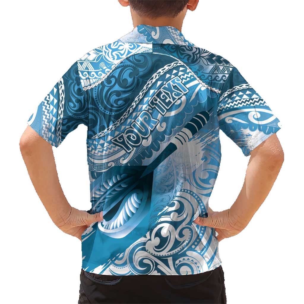 Personalised New Zealand Aotearoa Darts Masters Family Matching Short Sleeve Bodycon Dress and Hawaiian Shirt Maori Art Tattoo with Tribal Dart Symbol Blue - Polynesian Pride