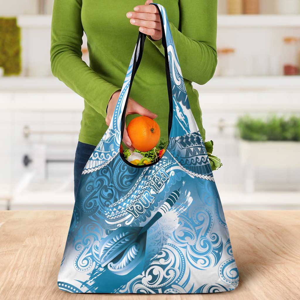 Personalised New Zealand Aotearoa Darts Masters Grocery Bag Maori Art Tattoo with Tribal Dart Symbol Blue - Polynesian Pride