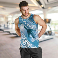Personalised New Zealand Aotearoa Darts Masters Men Tank Top Maori Art Tattoo with Tribal Dart Symbol Blue - Polynesian Pride