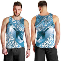 Personalised New Zealand Aotearoa Darts Masters Men Tank Top Maori Art Tattoo with Tribal Dart Symbol Blue - Polynesian Pride