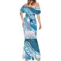 Personalised New Zealand Aotearoa Darts Masters Mermaid Dress Maori Art Tattoo with Tribal Dart Symbol Blue - Polynesian Pride